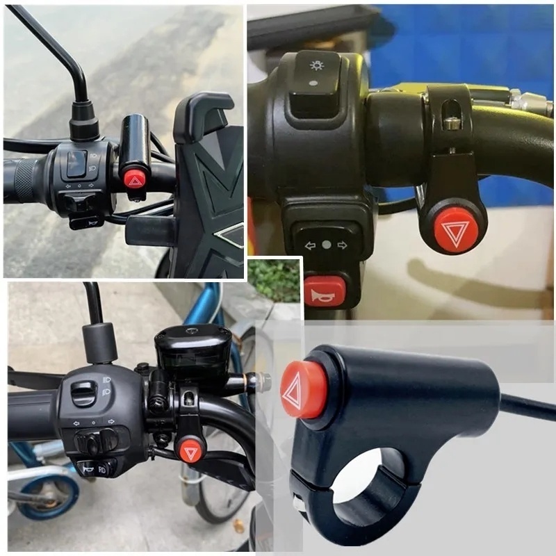 Universal Motorcycle Warning Light Switch Motorbike Scooter Double Flash Signal Flasher Lamp Switches motorcycle light switch