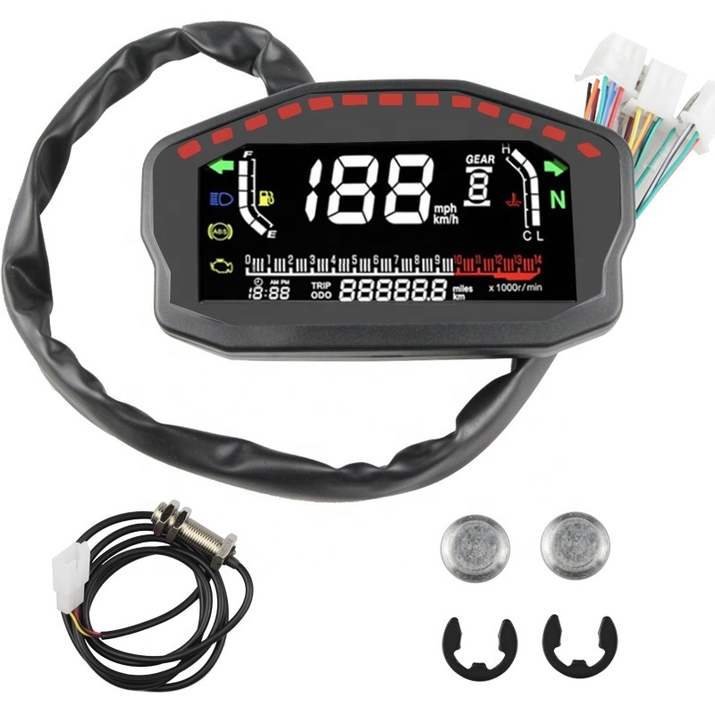 Cylinders Universal Speedometer Motorcycle LCD Digital Odometer Fuel Meter Display Dashboard Speedometer For Honda