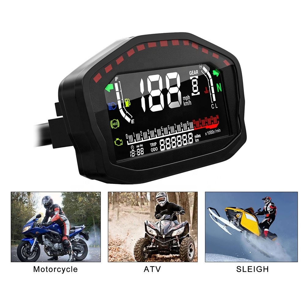 Cylinders Universal Speedometer Motorcycle LCD Digital Odometer Fuel Meter Display Dashboard Speedometer For Honda