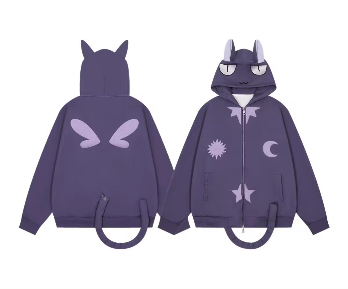 Cat Ear Tail Cute Hoodies 400gsm Cotton Hoodie Pullover Unique Design Embroidery Custom Logo Unisex Hoodie