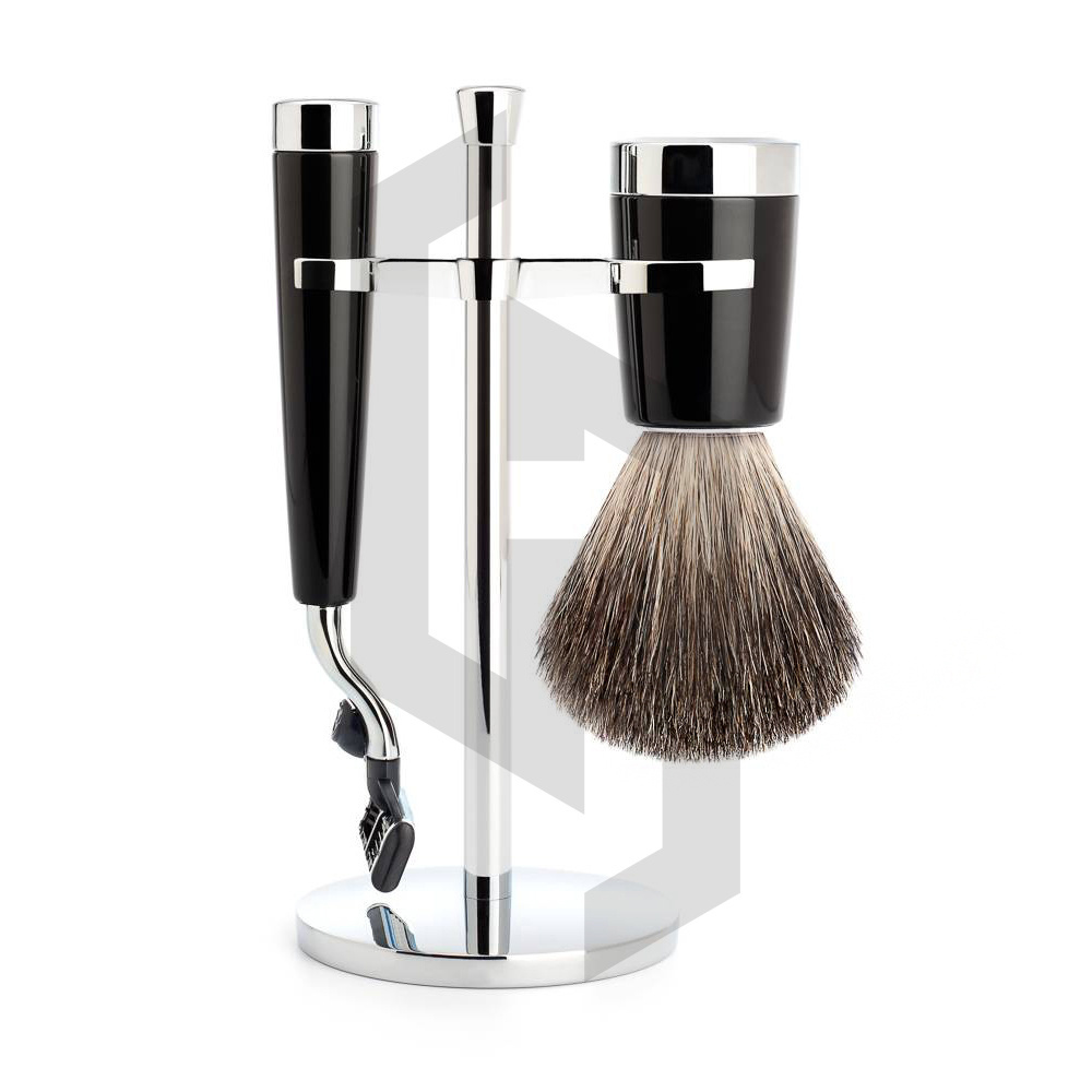 Matte black safety razor shaving brush shaving stand shaving kit set for men