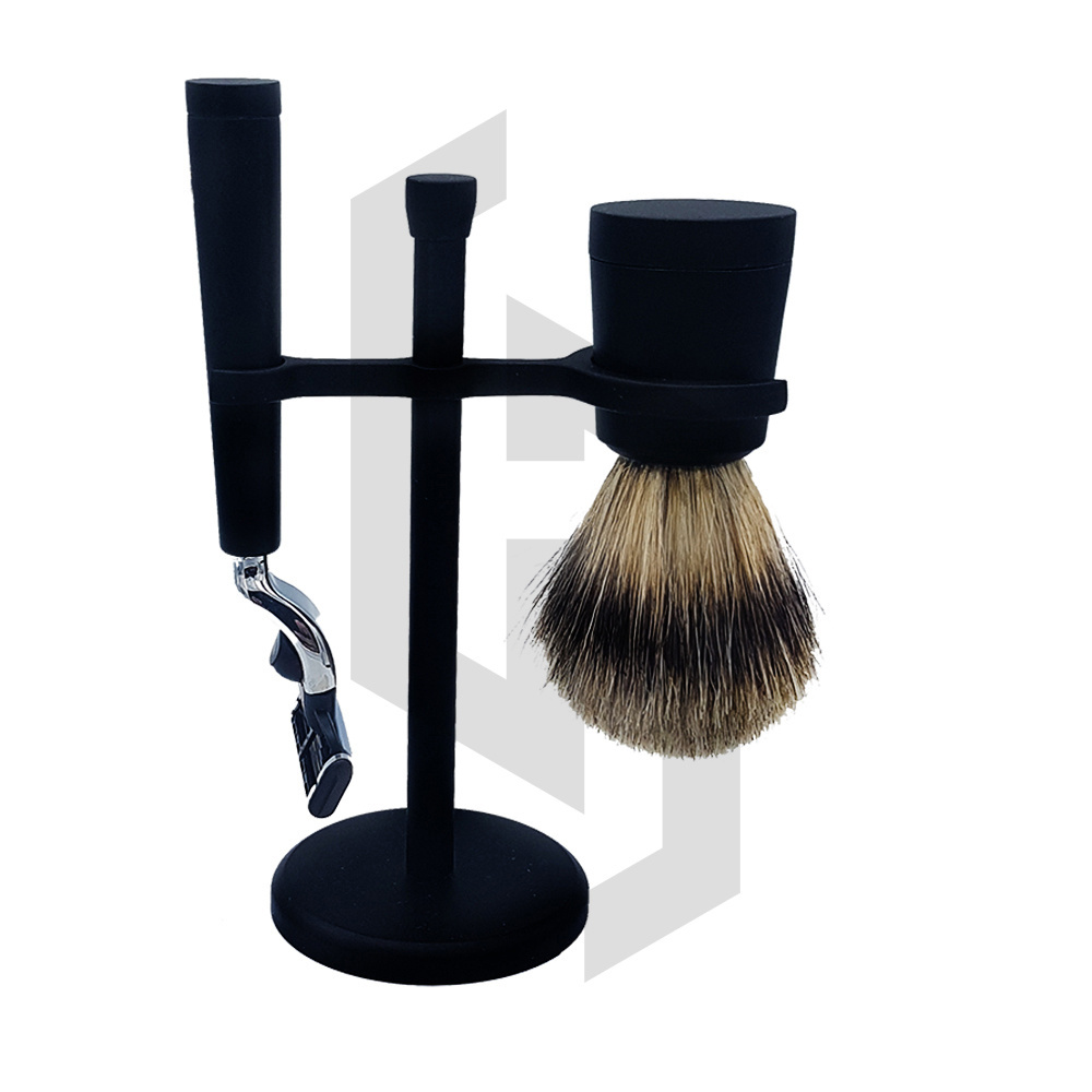 Matte black safety razor shaving brush shaving stand shaving kit set for men