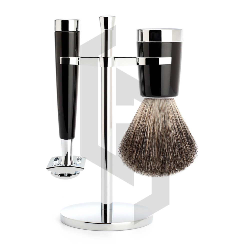 Matte black safety razor shaving brush shaving stand shaving kit set for men