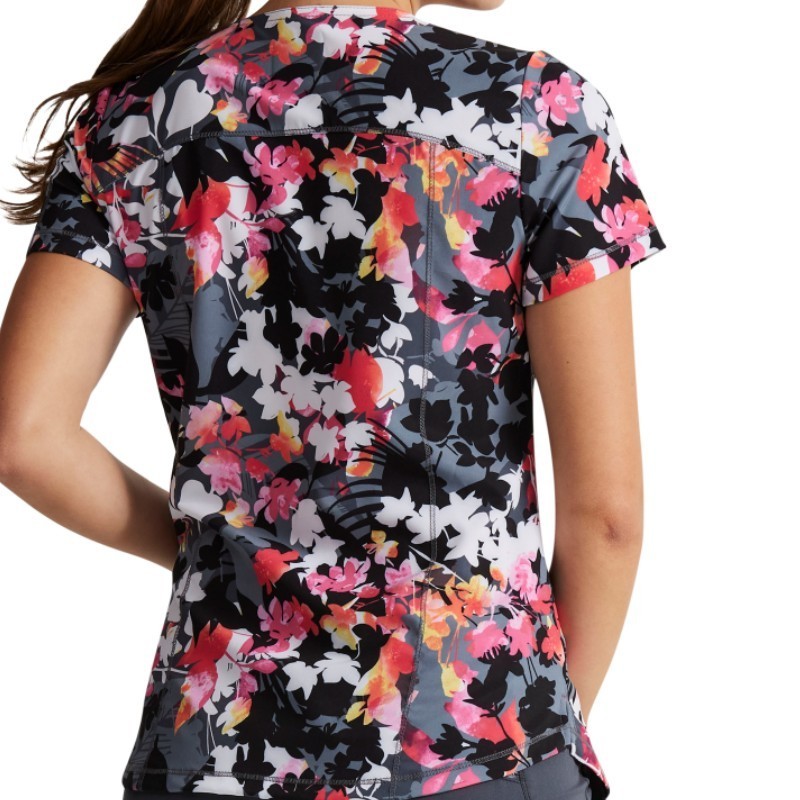 High Quality Women Scrubs Spandex Stretch Floral Pattern Fashionable Nurse Print Tops Uniform Scrubs