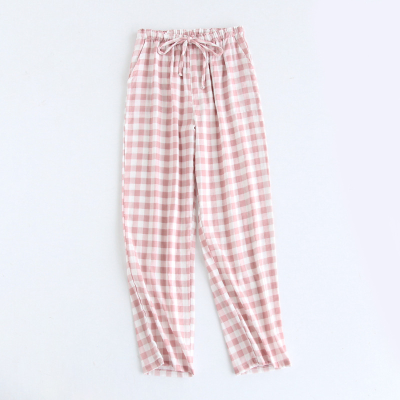 Wholesale Soft Cotton Pajama Pants Plaid Flannel Wide Leg Pyjama Bottoms For Women