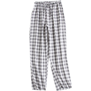 Wholesale Soft Cotton Pajama Pants Plaid Flannel Wide Leg Pyjama Bottoms For Women