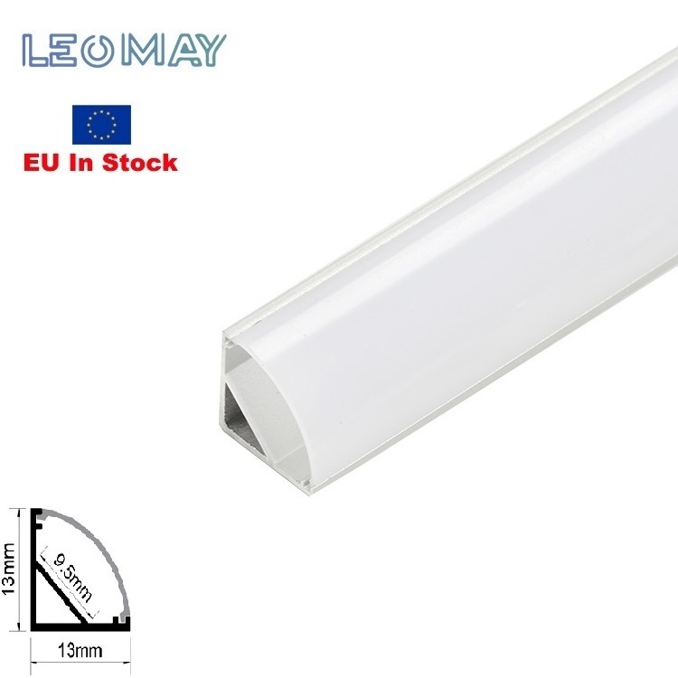 EU Warehouse High Quality Angle Alu Alloy Extrusion Housing Channel Diffused Cover For Lighting Strip Bar Led Profile Aluminum