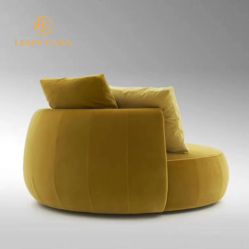 Italian Luxury High quality Big Rotary Single Sofa Chair Velvet Fabric Leisure Chair Swivel Round Hotel Lobby Chairs