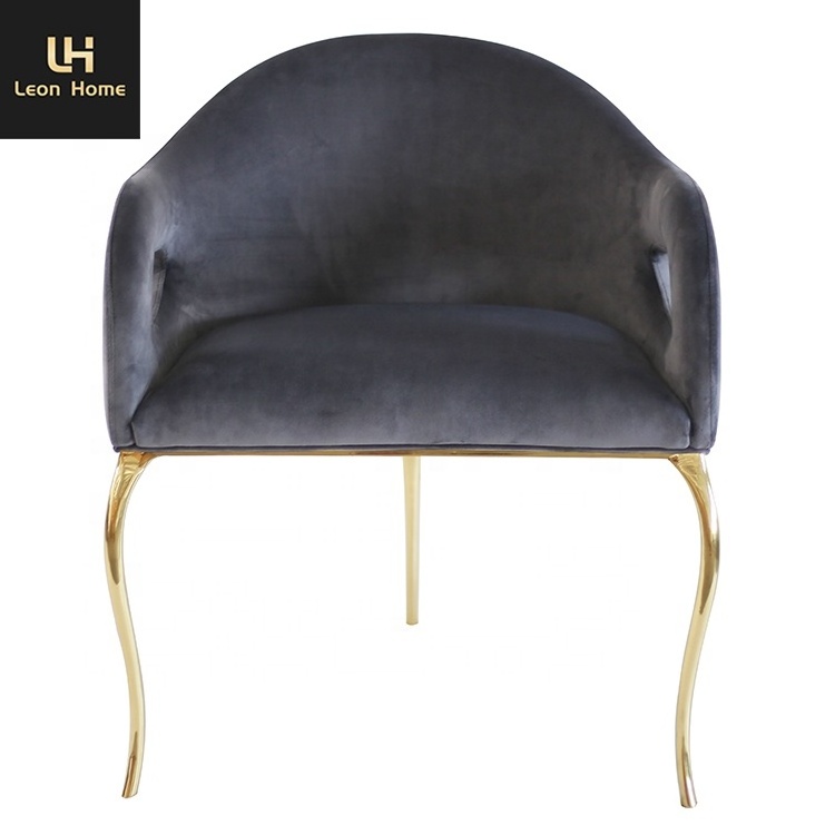 Luxury high end copper leg brass velvet black dining chair