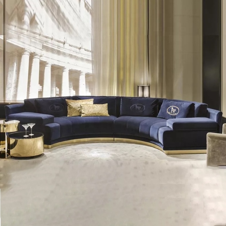 Italian popular living room sofa half round semi circle modular moon velvet  modern half round sofas