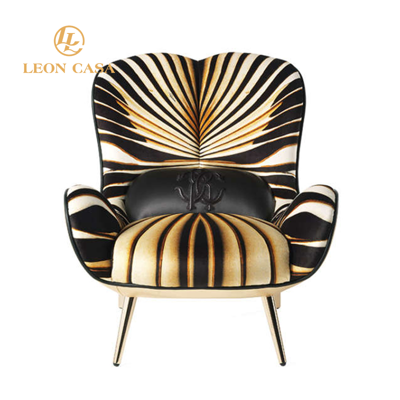 High quality postmodern leisure chair fabric accent chair with stainless steel leg luxury chair for living room sofa