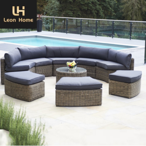 Home Rattan Half Moon Outdoor Sofa Garden Furniture Set Semi Circle Rattan Sofa Outdoor Furniture Garden Sets