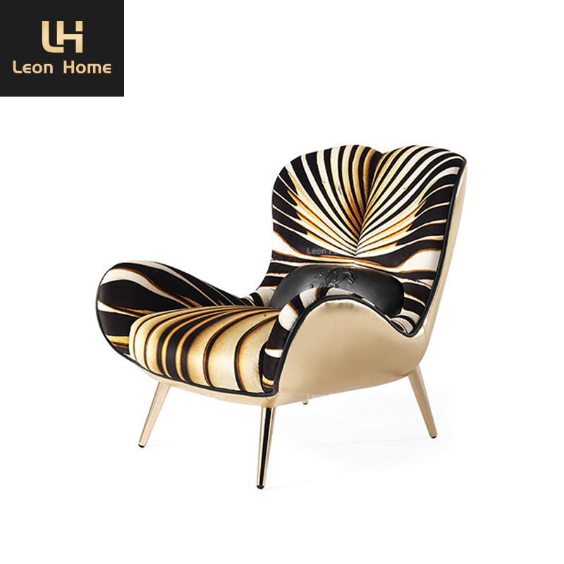 High quality postmodern leisure chair fabric accent chair with stainless steel leg luxury chair for living room sofa