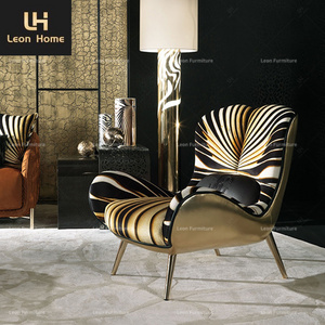 High quality postmodern leisure chair fabric accent chair with stainless steel leg luxury chair for living room sofa