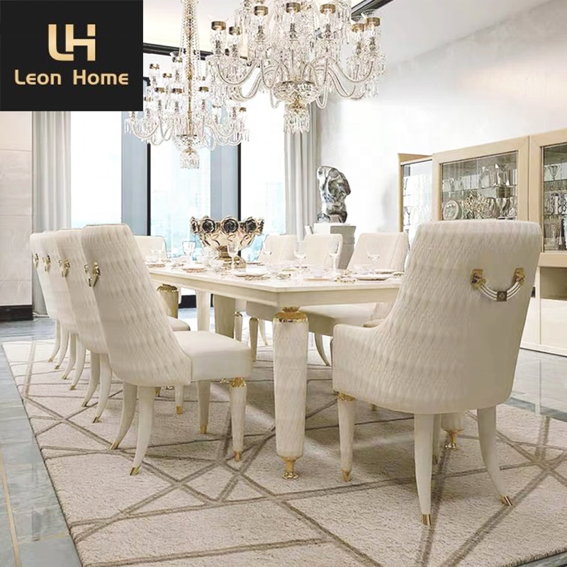 Hot selling luxury design artificial marble dining table set 10 seater dining room furniture