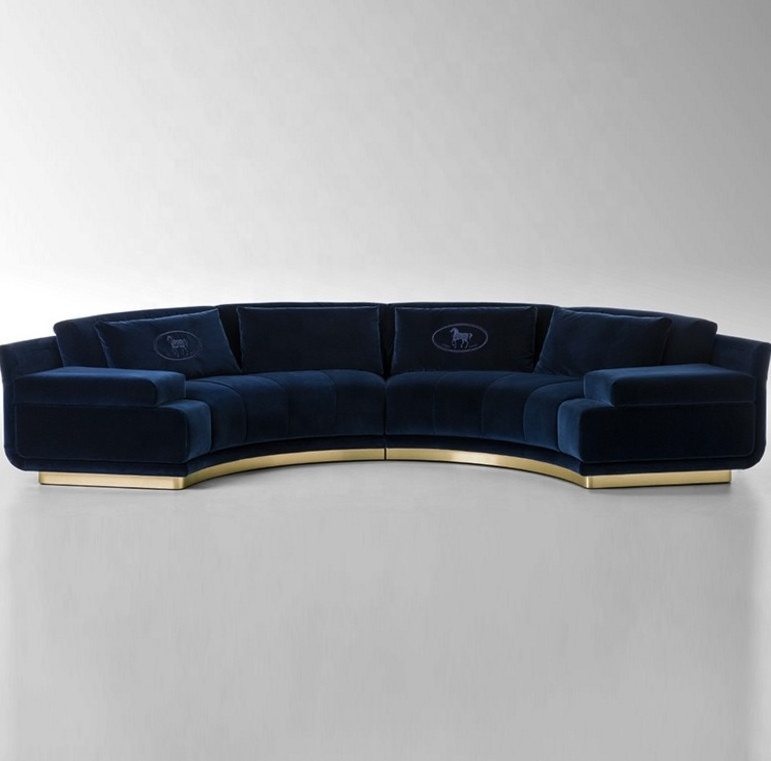 Italian popular living room sofa half round semi circle modular moon velvet  modern half round sofas