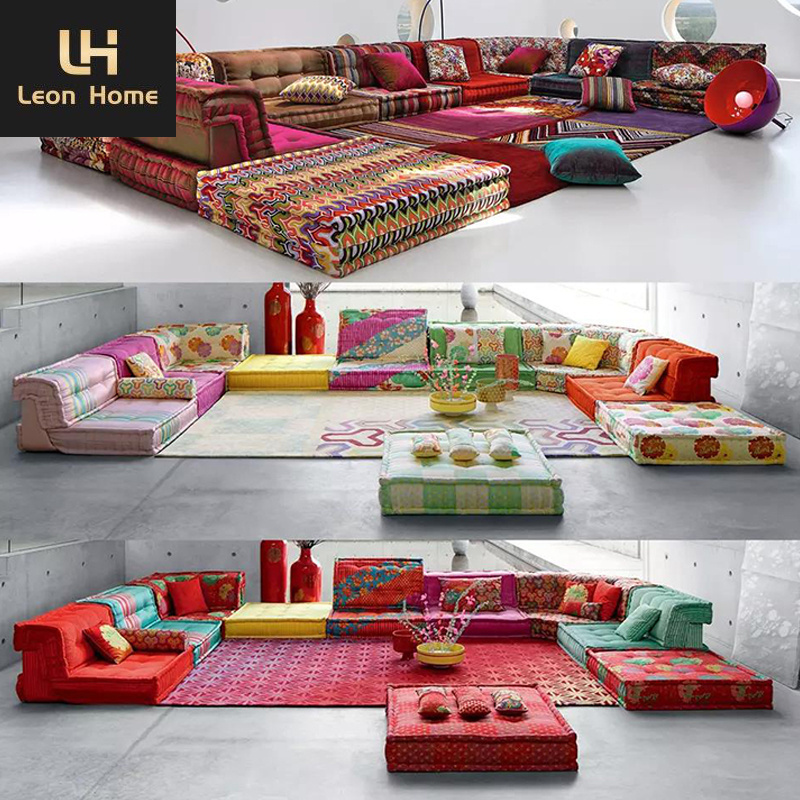 Hot sale fabric couches multifunctional colorful sofa set modular sectional sofa set living room set multi color sofa