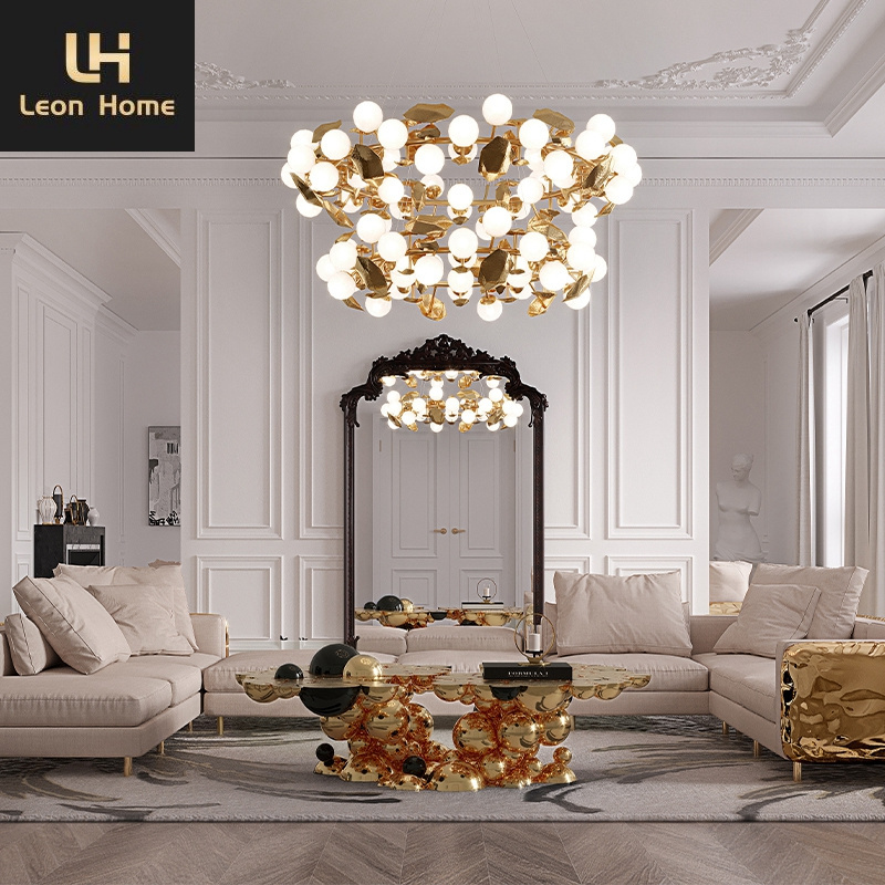 Boca sofa set brass material  couch U L C shape sectional corner sofa luxury gold sofa