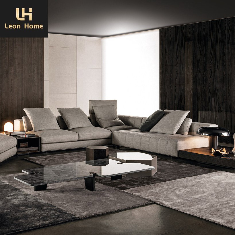 Commercial Home Furniture European Style Sectional Sofa L Shaped Velvet Sofa Set