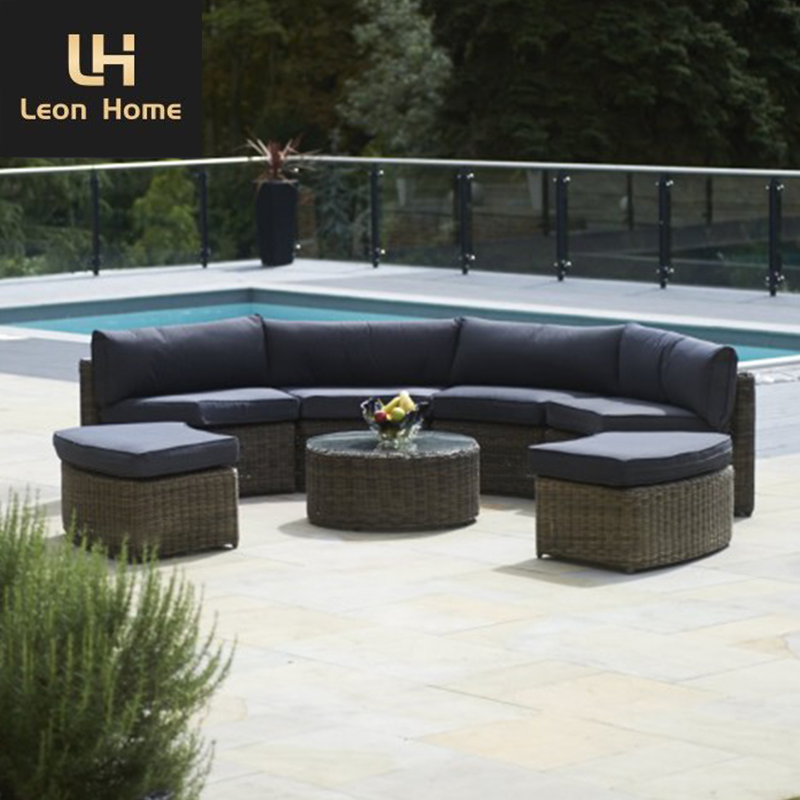 Home Rattan Half Moon Outdoor Sofa Garden Furniture Set Semi Circle Rattan Sofa Outdoor Furniture Garden Sets