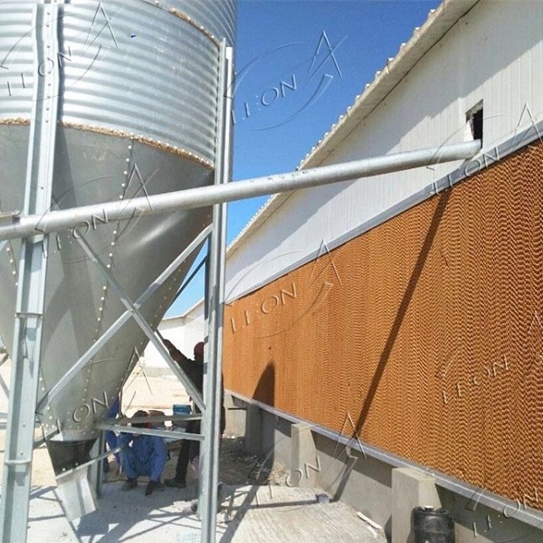 Poultry greenhouse cooling system evaporative cooling pad