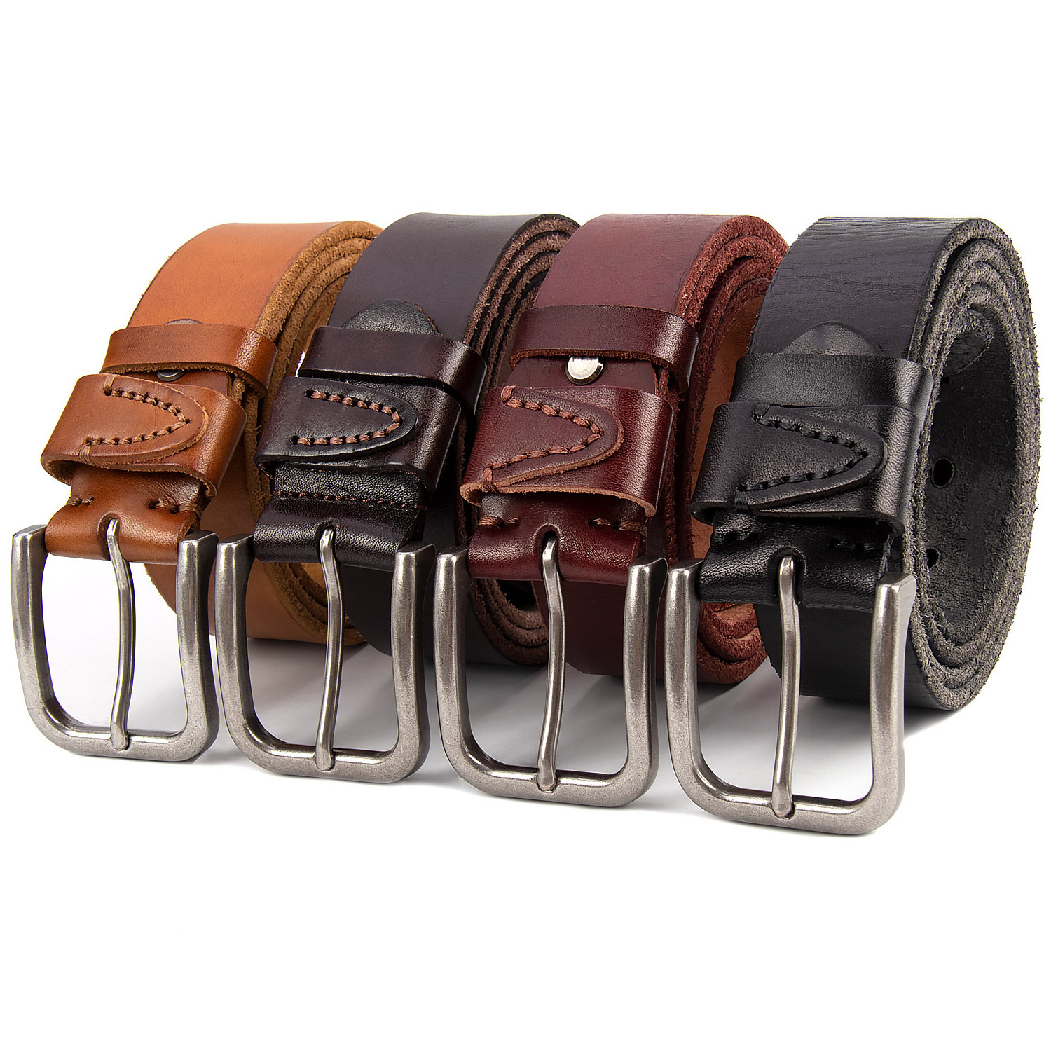 Genuine Leather Men's Business Belts, Elite Men's Work Belts Customized Alloy Buckles Casual and Adjustable