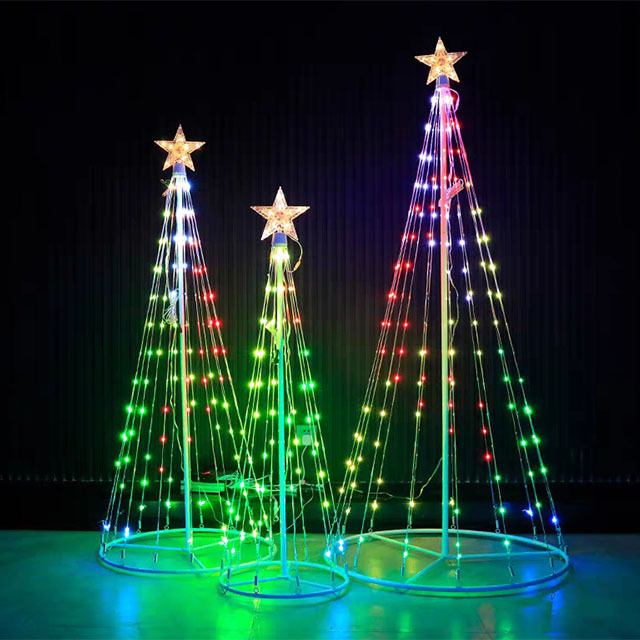 Smart Led Christmas Tree Lights Transformer Cone Tower Shape Multi Color Changeable Christmas Tree Light For Holiday Celebrate