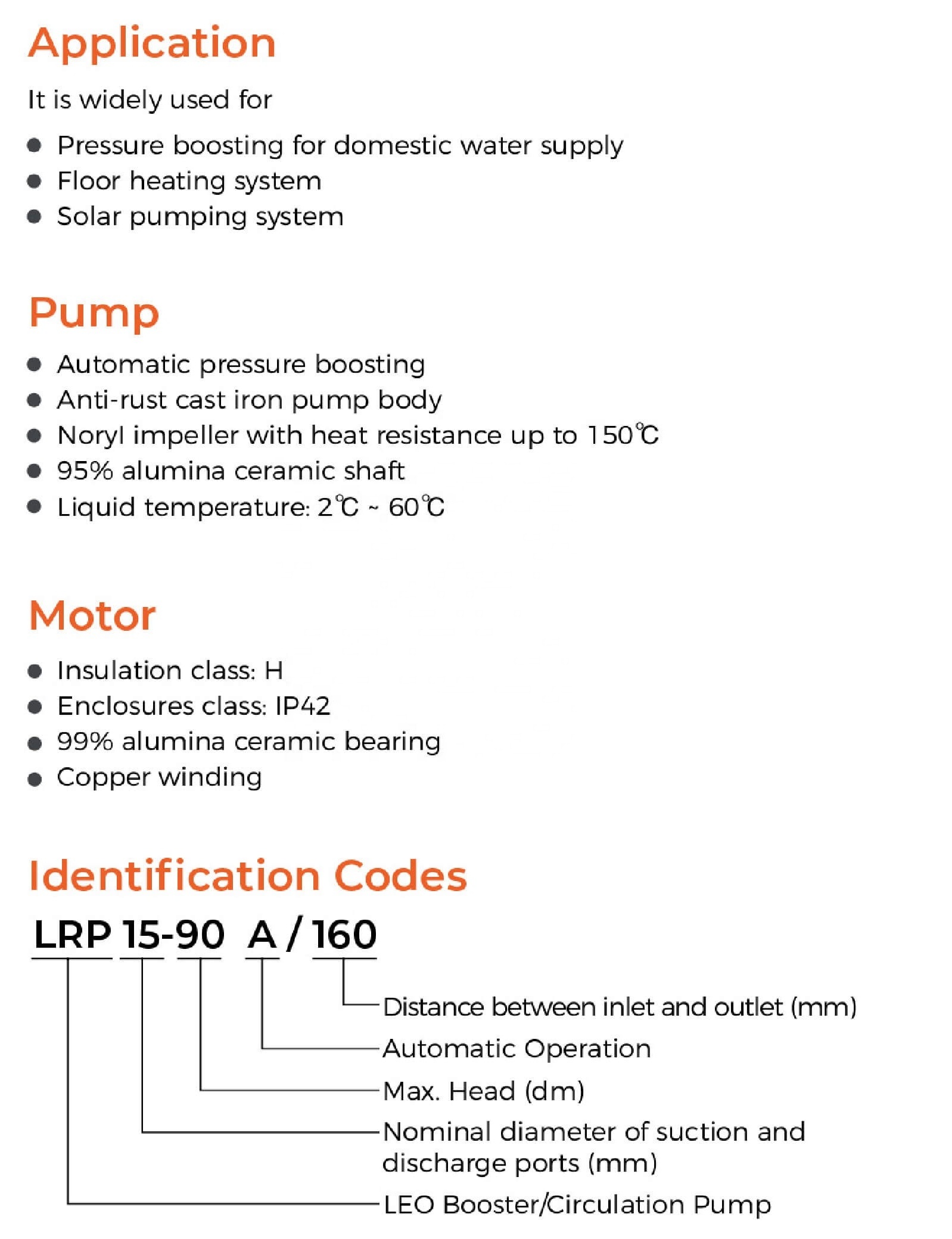 LEO LRP15-90A/160 circulation pump pressure cooling water circulating pump pool filter electric booster pump