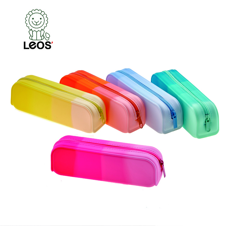 Tear-resistant Silicone Gradient Pencil Case for Kids