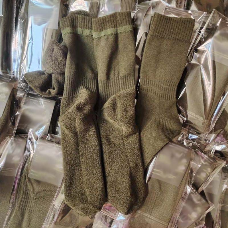 Socks Manufacturer Stock 100% Cotton Thick Terry Hiking Boot Socks Men Army Green Socks