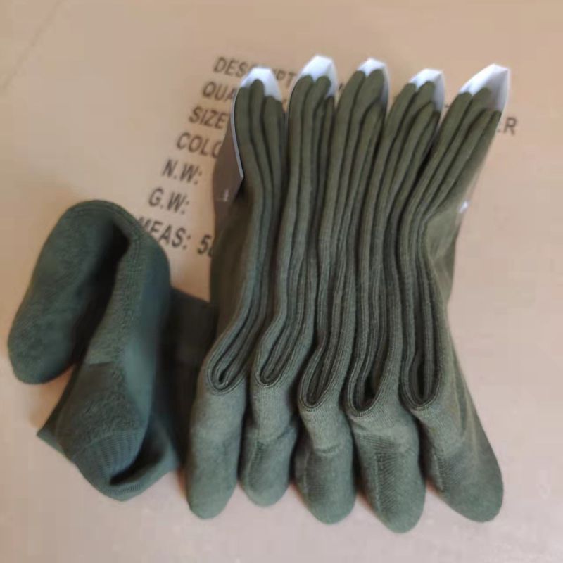 Socks Manufacturer Stock 100% Cotton Thick Terry Hiking Boot Socks Men Army Green Socks