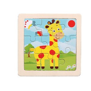 9PC Kids Wooden Montessori Educational Animal Jigsaw Puzzle Game for Toddlers Early Children Learning Toys