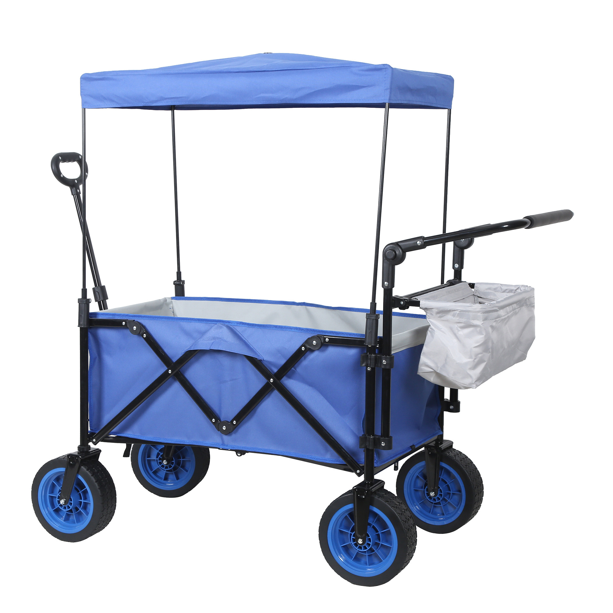 Multifunctional Collapsible Hand Push Cart Four Wheel Trolley Camping Folding Wagon Cart