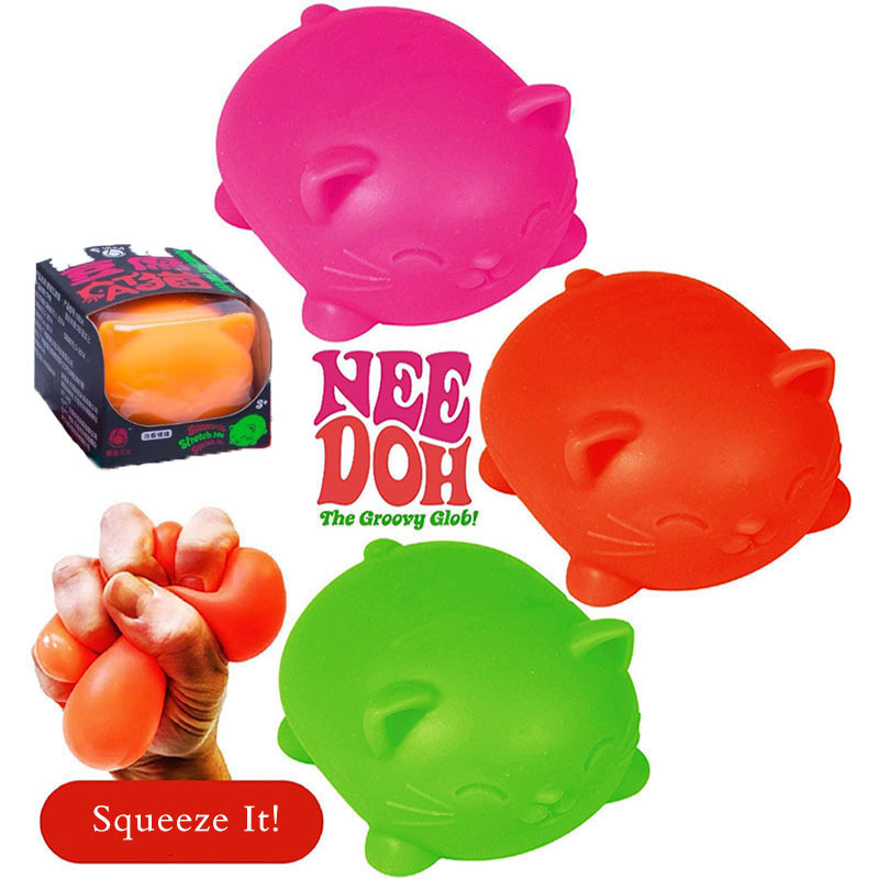 Amazon hot Selling needoh stress balls fidget toys suit Needoh cool cat stress relief balls squeeze toys for releasing pressure