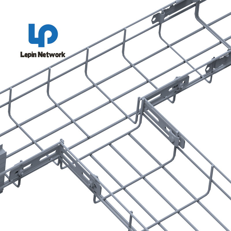 ningbo lepin factory ftth 100mm wire mesh cable tray under floor 316ss steel metal basket network cable tray outdoor support