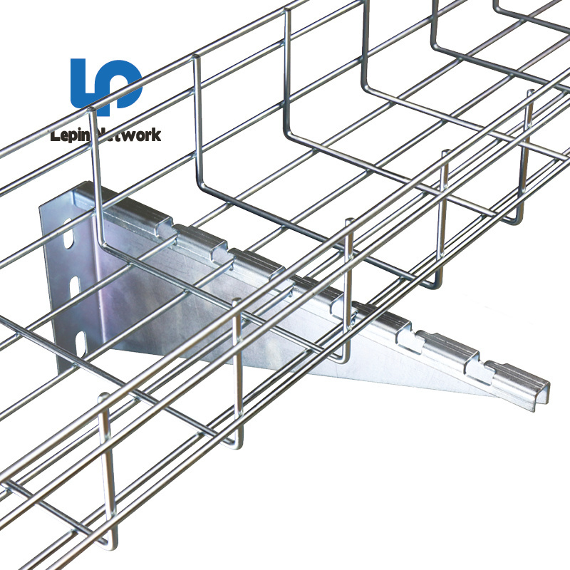 ningbo lepin factory ftth 100mm wire mesh cable tray under floor 316ss steel metal basket network cable tray outdoor support