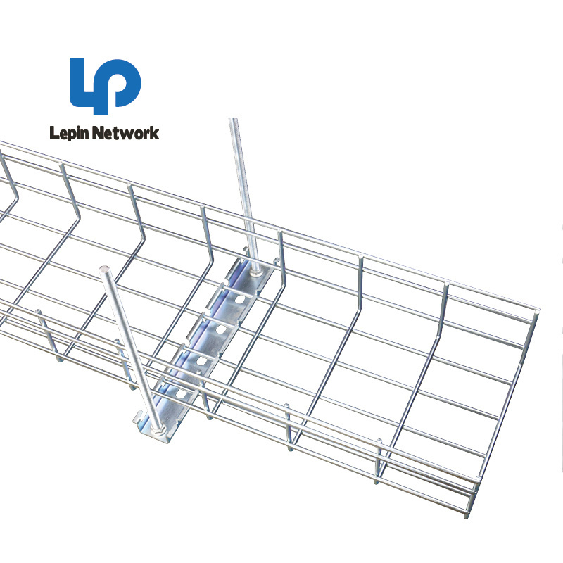 ningbo lepin factory ftth 100mm wire mesh cable tray under floor 316ss steel metal basket network cable tray outdoor support