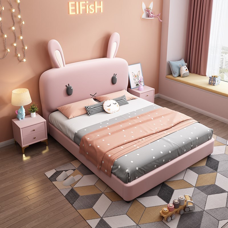 Hot modern luxury pink color style children bed for girls