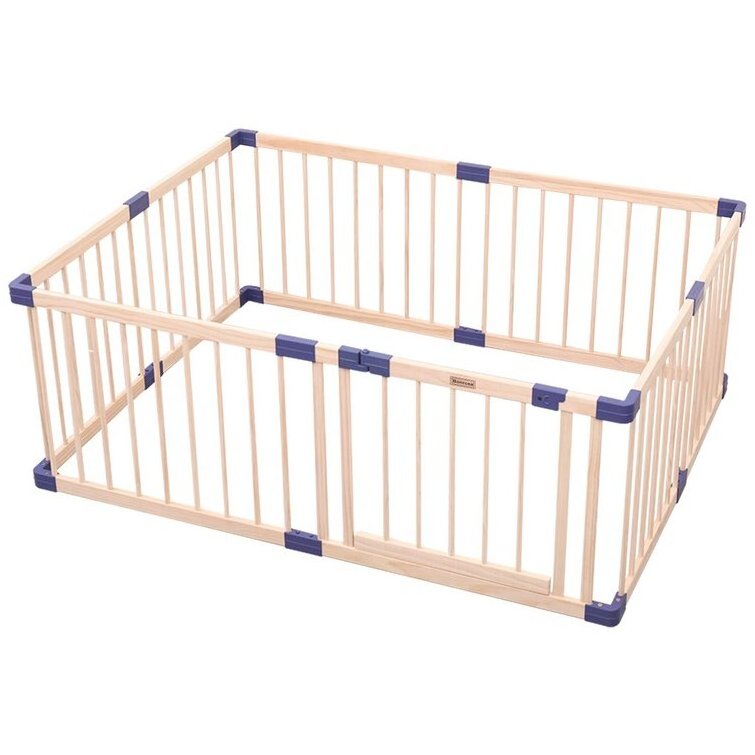 Baby Playpen Wood Square Baby Fence Wooden Playpen Kids Crawling Guardrail