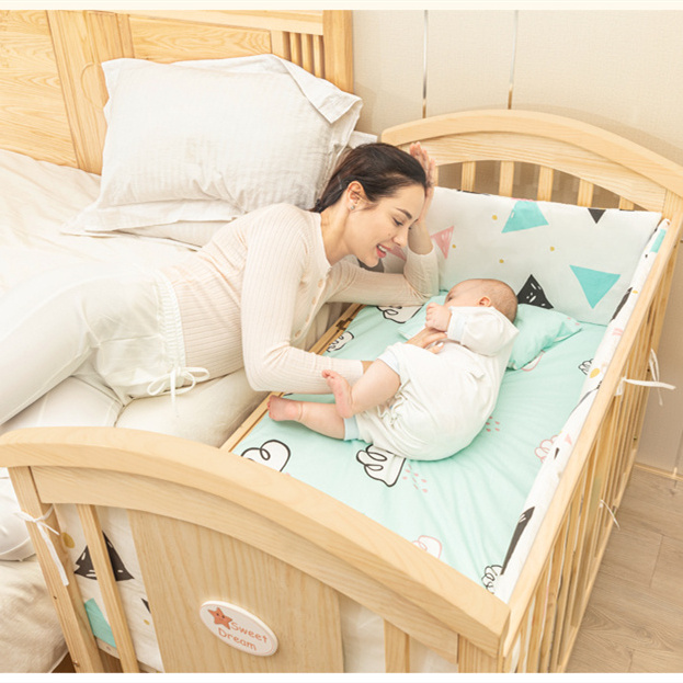 kids bed furniture wooden baby crib swing bed luxury baby cradle