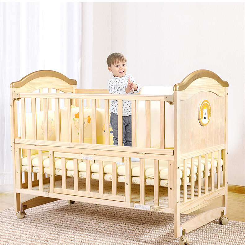 kids bed furniture wooden baby crib swing bed luxury baby cradle ...