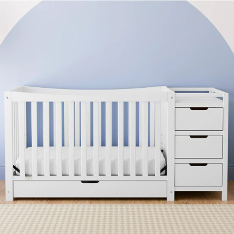 Most popular design wooden baby crib with drawers