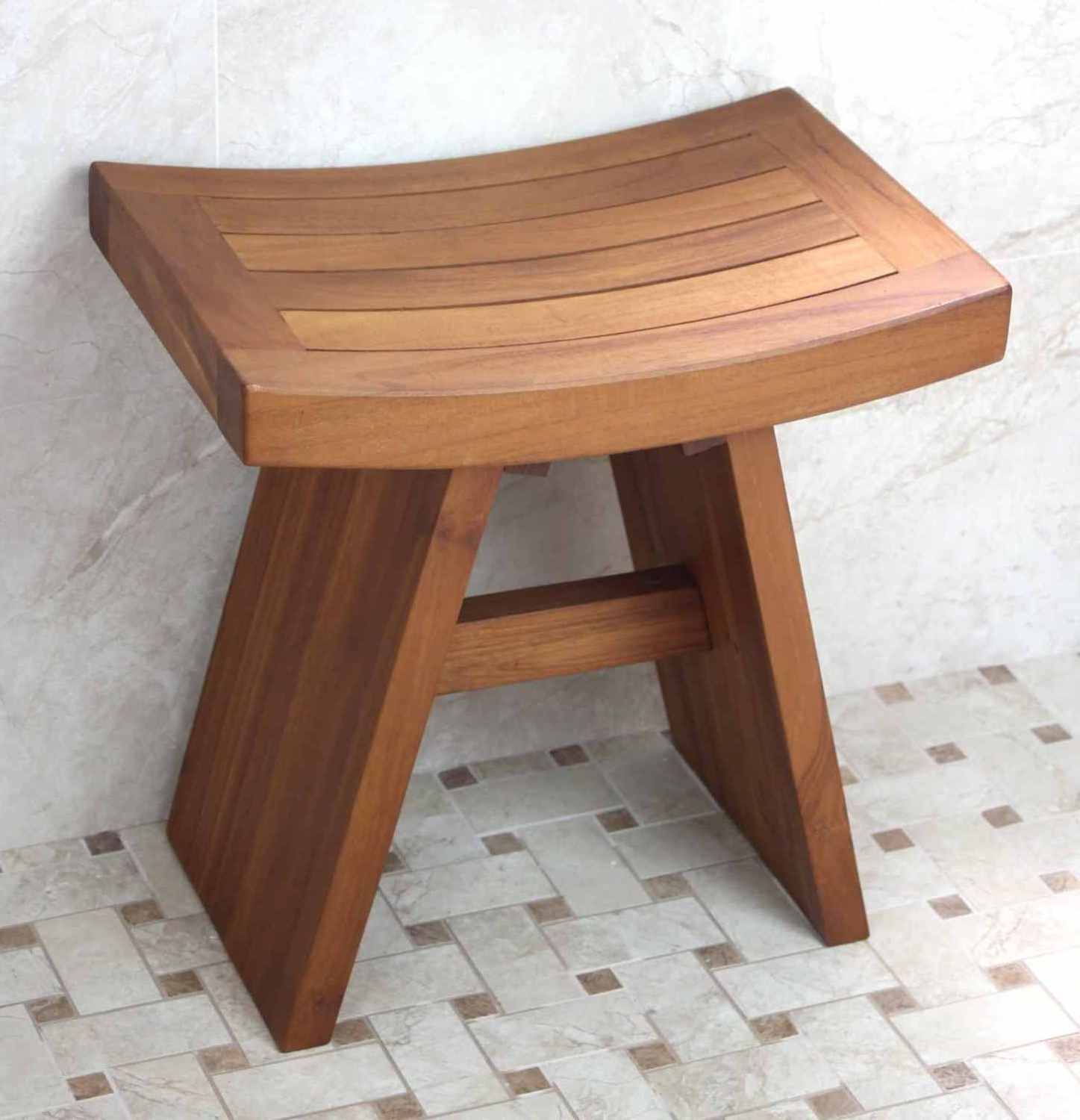 Teak Shower Bench Teak Shower Stool Sturdy Waterproof Stool with Shelf Foot Stool & Shower Shelf for Your Bathroom