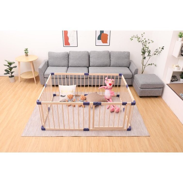 Baby Playpen Wood Square Baby Fence Wooden Playpen Kids Crawling Guardrail