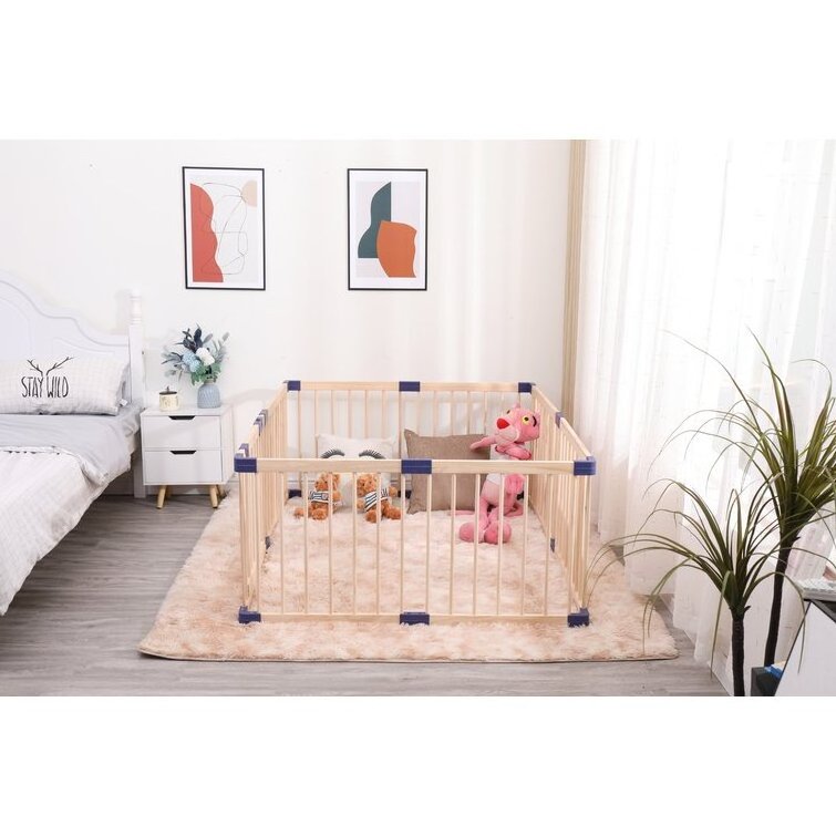 Baby Playpen Wood Square Baby Fence Wooden Playpen Kids Crawling Guardrail