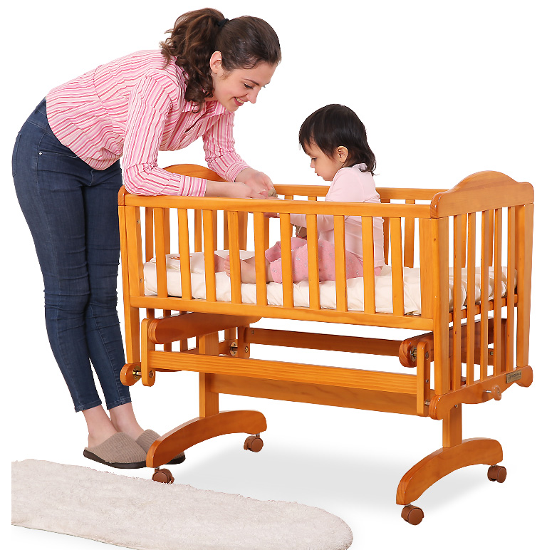 Moon boat baby shaker cradle solid wood baby rock sleeper multi-function  baby cradle swing