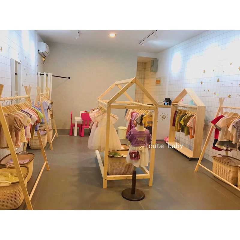 Nursery Clothes Rack Kids Garment Wooden Hanger Baby Storage Clothing Stand Wood