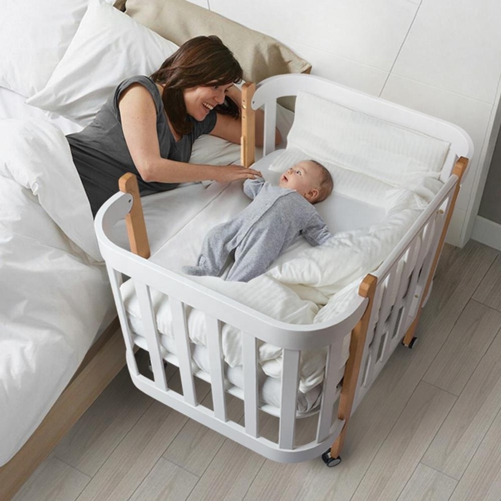 Modern Style Safety Attachable New Born Baby Bed Crib 0-3 Years Old Baby Solid Wood Bedroom,babies and Kids European Style 10pcs