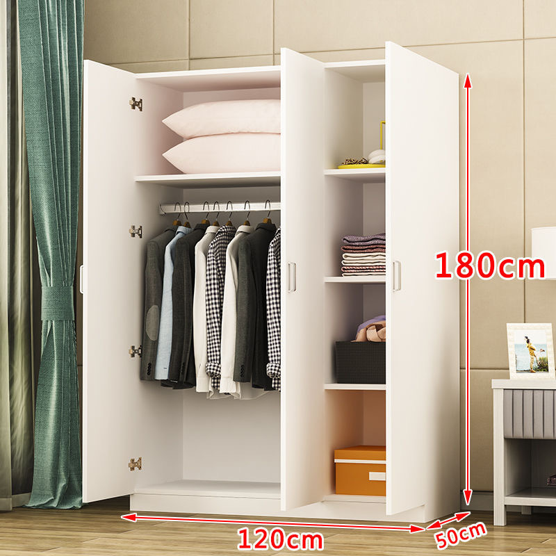 Solid wood wardrobe simple bedroom furniture two doors sliding door closet storage cabinet