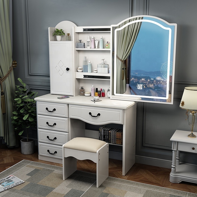 OEM ODM Customized manufacturer dressing table for bedroom rattan and vanity dressing table with mirror and stool